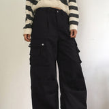 Zon pintuck wide cargo cotton pants