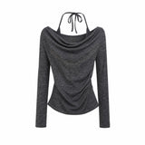 Seraphine Halter Drape Shirring Top