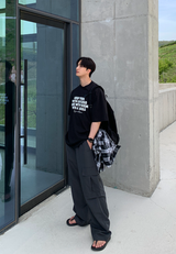 ナンバーキプデニムレタリングベーシックオーバーフィット半袖Tシャツ