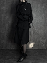 chiffon scarf high-neck shirt (2color)