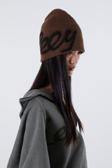 LOGO SPRAYED BEANIE BROWN