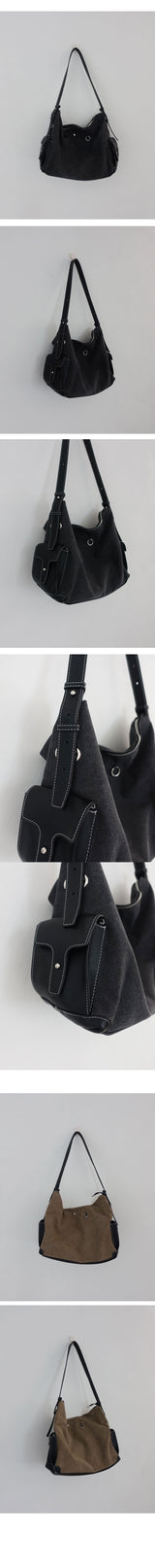 DANT COTTON SHOULDER BAG (DARK BEIGE, CHARCOAL 2COLORS!)