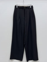 Marron Belted Two-Tuck Wide Slacks