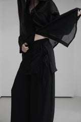 chiffon wrap skirt layered pants (2color)