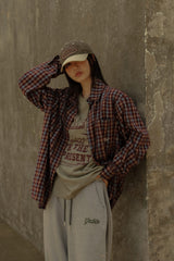 Logo Point Check Shirt - Burgundy
