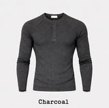 Conien Muscle Fit Henley Neck Long Sleeve T-shirt
