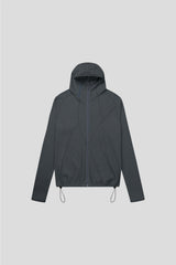Ribbed incision hood zip-up