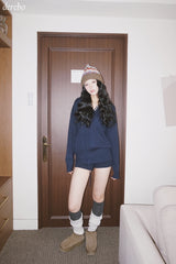 Twisted collar knit pants two-piece set
