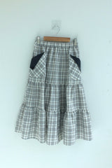 cream checkered pocket skirt