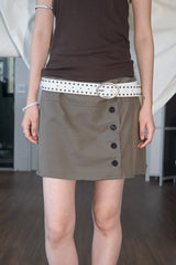 Button Mini Skirt (Khaki)