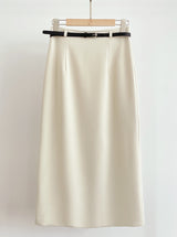 Billy Slit H-Line Long Skirt (Belt Set)