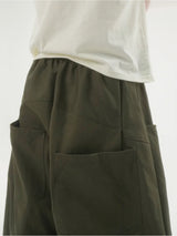 Beads back pocket cotton pants -4C