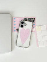 [Magsafe] ピンクハート シルバーガラスバンパーケース
