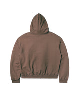 クロップファーフードジップアップ - Brown