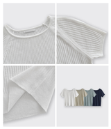 Rear Cool Linen Ribbed Short Sleeve Knit / 4 colors