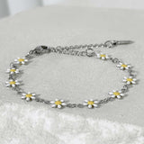 ss-Daisy flower motive array bracelet_white yellow