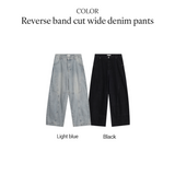 REVERSE BAND CUT WIDE DENIM PANTS
