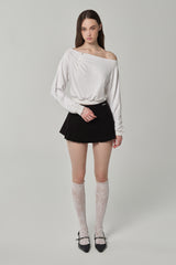 Misty button line knit, White
