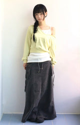 Vintage pocket washed long skirt