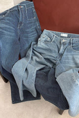 Wide stripe denim pants(2color)