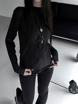minimal pleated long sleeve T (3color)