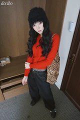 Leopard Layered Dark Denim Pants