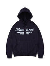 UNISEX ツートン ブラー エンボロゴ フード ジップアップ ネイビー (FCF1ZP323M)
