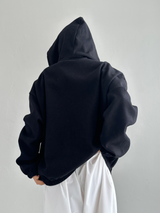 (UNISEX)ワッフルシックボクシーオーバーサイズドロングルーズソフトフィットビッグフーディージップアップ
