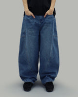 Low curve cargo denim jeans (Blue)