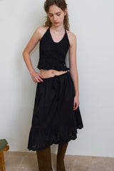 Flower pattern halter top_black