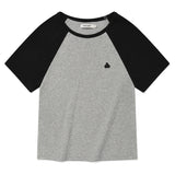 KIRSH プレーンカラーミックスラグランクロップ Tシャツ【ブラック】