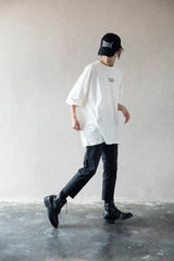 Hierarchy Studios - White Wide Logo Oversized T-shirt