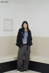 Multicolor high neck knitwear zip-up cardigan