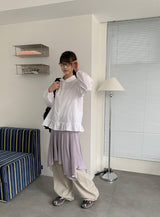 ルナンスストライプアンバランスシアリングバンドスカート
