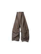 RELABEL Spatial Relationship (Cantilevered) Double-Layer Horizontal and Vertical Pleated Faux Two-Piece Loose Curved-Leg Trousers