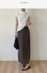 Tie-neck Strap Cap Sleeve Blouse