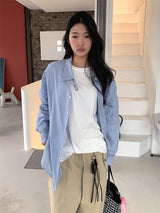 HOMME NECK POINT STRIPE SHIRT