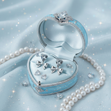 [Aespa Winter, Red Velvet Irene Piercing] Heart Crystal and Ribbon Piercing - Silver