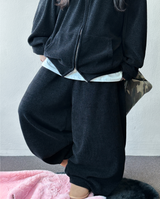 ワイドバルーンセットアップシャイニーベルベットビッグフード & バルーンパンツ 🖤🐣 3 COLORS