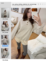 ウールナッピングカラーストライプロングスリーブTシャツ
