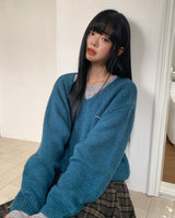 [ORIGINAL] Furry Loose-Fit V-Neck Knit