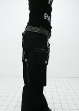 ZIPPER CARGO PANTS, BLACK