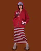 striped wide knit long skirt (4color)