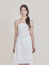 Lace frill midi dress (Ivory)
