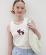 Flower Horse Tank Top - White