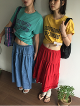 モリ デニム ロング スカートt (1color)