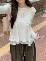 Boat Neck Wave Layered Wool T-Shirt (5color)