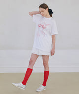 Flower Letter Oversized T-Shirt - White