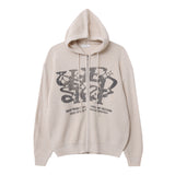 LAS Lettering Printed Hooded Zip-Up Knitwear (4 colors)