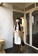 Celebrity toggle checkered long coat